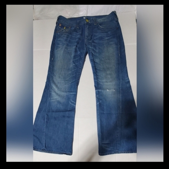 True Religion jeans. Men's Vintage jeans, yellow accent. Size 38 - Picture 3 of 16